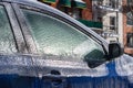 Thick layer of ice covering car Royalty Free Stock Photo