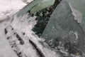 Thick layer of ice covering car after freezing rain Royalty Free Stock Photo