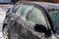 Thick layer of ice covering car Royalty Free Stock Photo