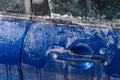 Thick layer of ice covering car Royalty Free Stock Photo