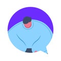 Thick man chat bubble avatar character isolated male cartoon portrait flat