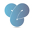 Thick mobius loop with three elements made of seven blue lines