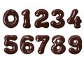Thick numbers made of melted chocolate in high resolution