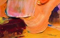 Thick oil paint. Close up view of volumetric brushstrokes of colorful paints. abstract artwork. Paint facture on canvas.