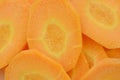 Thick oval slices carrots, detail