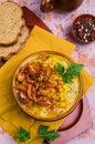 Thick pea soup with bacon Royalty Free Stock Photo