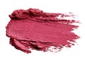 Thick pink lipstick smear texture on white paper surface on transparent background. Royalty Free Stock Photo