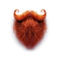 Thick red beard and lush curled up mustache isolated on white background Royalty Free Stock Photo