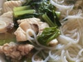 Rice noodle in soup with fish and vegetables Royalty Free Stock Photo