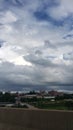 Thick rolling storm clouds coming over the city Royalty Free Stock Photo