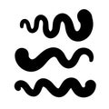 Thick rounded strokes. Black color. Uneven waves. Vector illustration, flat design Royalty Free Stock Photo