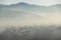 Thick smog over rural areas of Southern Poland.