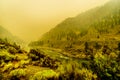 Thick Smoke in the Fraser Canyon in the Province of British Columbia, Canada