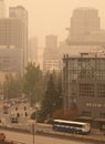 Thick smoke haze above Seattle on September 12, 2020, Seattle, WA, USA