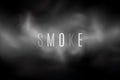 Thick smoke on a transparent dark background. Light steam. Smoke from the fire. Thick cloud. Transparent text. Cover with a smoke Royalty Free Stock Photo