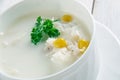 Thick smoked-haddock chowder Royalty Free Stock Photo