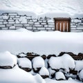 Thick snow covered wall - ai generated image