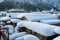 The thick snow on the houses landscape