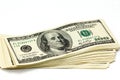 Thick stack of hundred-dollar bills isolated Royalty Free Stock Photo