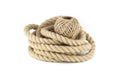 Thick strong jute rope and twine spool on white Royalty Free Stock Photo