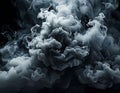 Dense White Smoke Texture on Black. Abstract Dark Background. Royalty Free Stock Photo