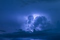 Thick thundercloud in blue sky