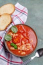 Thick tomato soup with beans Royalty Free Stock Photo