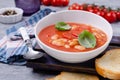 Thick tomato soup with beans Royalty Free Stock Photo