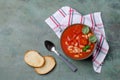 Thick tomato soup with beans Royalty Free Stock Photo