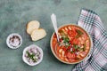 Thick vegetable soup with pasta