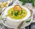 Thick vegetable soup puree with Brussels sprouts