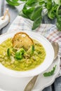 Thick vegetable soup puree with Brussels sprouts