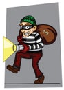 Thief in action cartoon design illustration