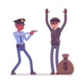 Thief arrest by a policeman Royalty Free Stock Photo