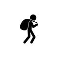 a thief with a bag of loot icon. Illustration of a criminal scenes icon. Premium quality graphic design icon. Signs and symbols co
