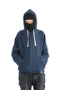 Thief with balaclava isolated on white background Royalty Free Stock Photo