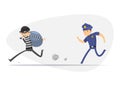 A thief is being chased by a police. Isolated Vector Illustration