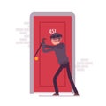 Thief breaking the door Royalty Free Stock Photo