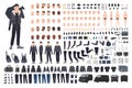 Thief, burglar or criminal creation set or DIY kit. Bundle of flat male cartoon character body parts in different