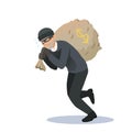 Thief carries a heavy bag of money Royalty Free Stock Photo