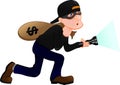 Thief carrying bag of money with a dollar sign Royalty Free Stock Photo