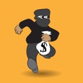 Thief carrying bag of money with a dollar sign Royalty Free Stock Photo