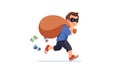 Thief criminal running carrying sack full of money
