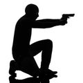 Thief criminal terrorist aiming gun man Royalty Free Stock Photo