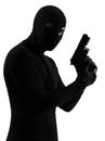 Thief criminal terrorist holding gun portrait Royalty Free Stock Photo