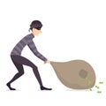 Thief Drags a Bag of Money Royalty Free Stock Photo