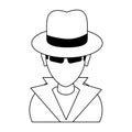 Thief hacker avatar symbol in black and white