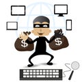 Thief Hacker steal your data and money after paid with credits card internet on-line.