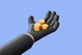 Thief hand in glove holding dollar coins