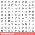 100 thief icons set, outline style Royalty Free Stock Photo